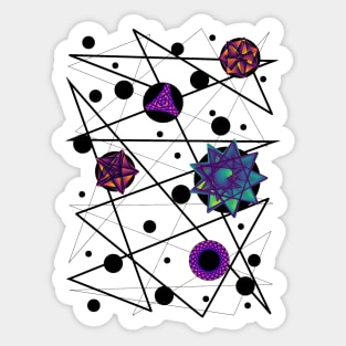 Space Time Continuum | Geometric Blue Red Purple Maurer Roses White Sticker